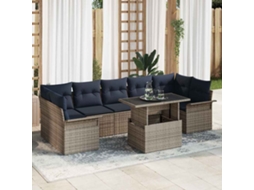 Vidaxl Conjunto De Sofá De Jardim 8 Unid. Cinzeto Vime Pe