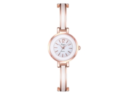 Relógio de Pulso Feminino Casual de Quartzo com Pulseira de Liga Ouro Rosa Branco