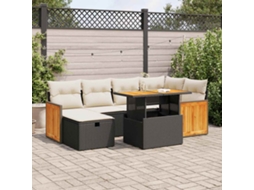 Vidaxl 8 Pcs Conjunto Sofás De Jardim Com Almofadões Vime Pe Preto