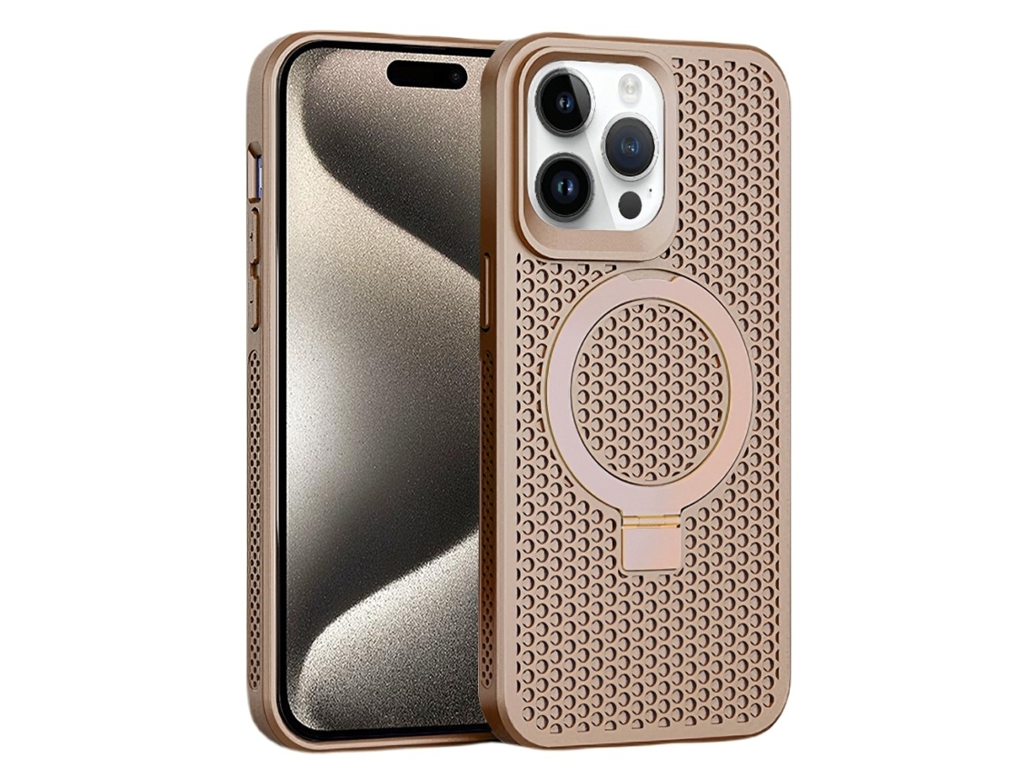 Suporte Casa Emborrachado Dissipação Para Iphone 15 Pro Max Pele Sintética Magnética Rosa