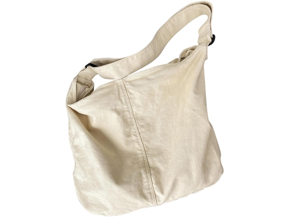Mochila De Lona Versátil Com Alça De Ombro, Branca Casual, Grande Capacidade, Prática Para Viagens.