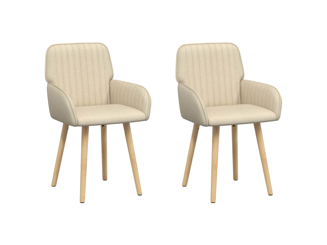 Conjunto 2 Cadeiras De Jantar Vidaxl Creme Tecido (56,5 X 50 X 87,5 Cm)