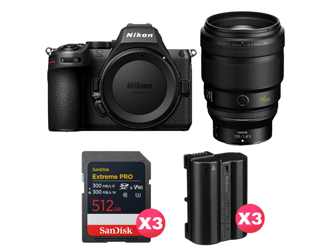 Z5 Ii + 135mm F/1.8 S Plena + 3 Sandisk 512gb Extreme Pro Uhs ii Sdxc + 3 Nikon En el15c + Ebook “20 Dicas para Fotos Que Impressionam” NIKON