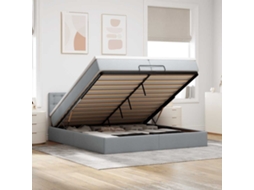 Vidaxl Estrutura De Cama Otomana Com Colchão 200x200 Cm Cinzento-claro