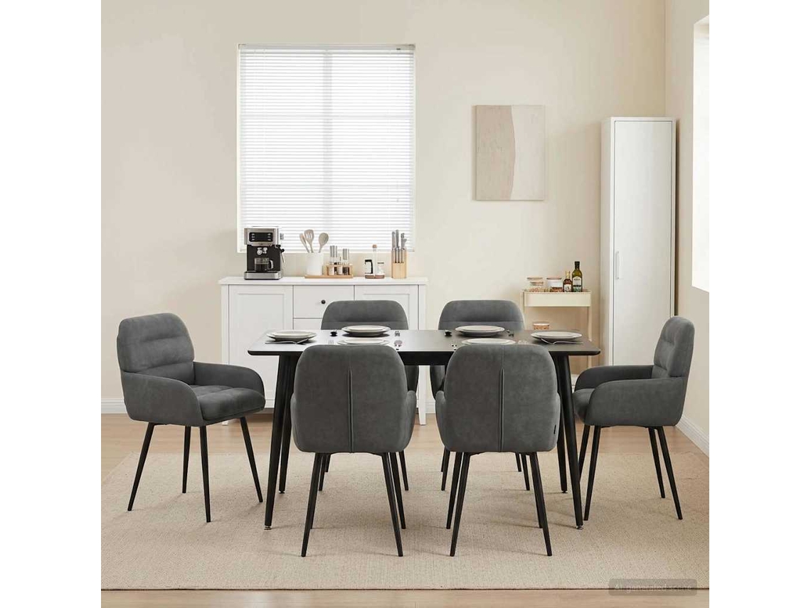 Vidaxl Cadeiras De Jantar 6 Pcs Veludo Cinzento-escuro