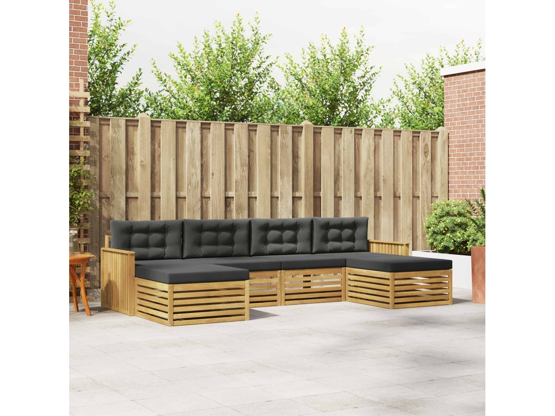 Vidaxl Conjunto De Sofás Para Exterior 6 Unid. Branco E Antracite
