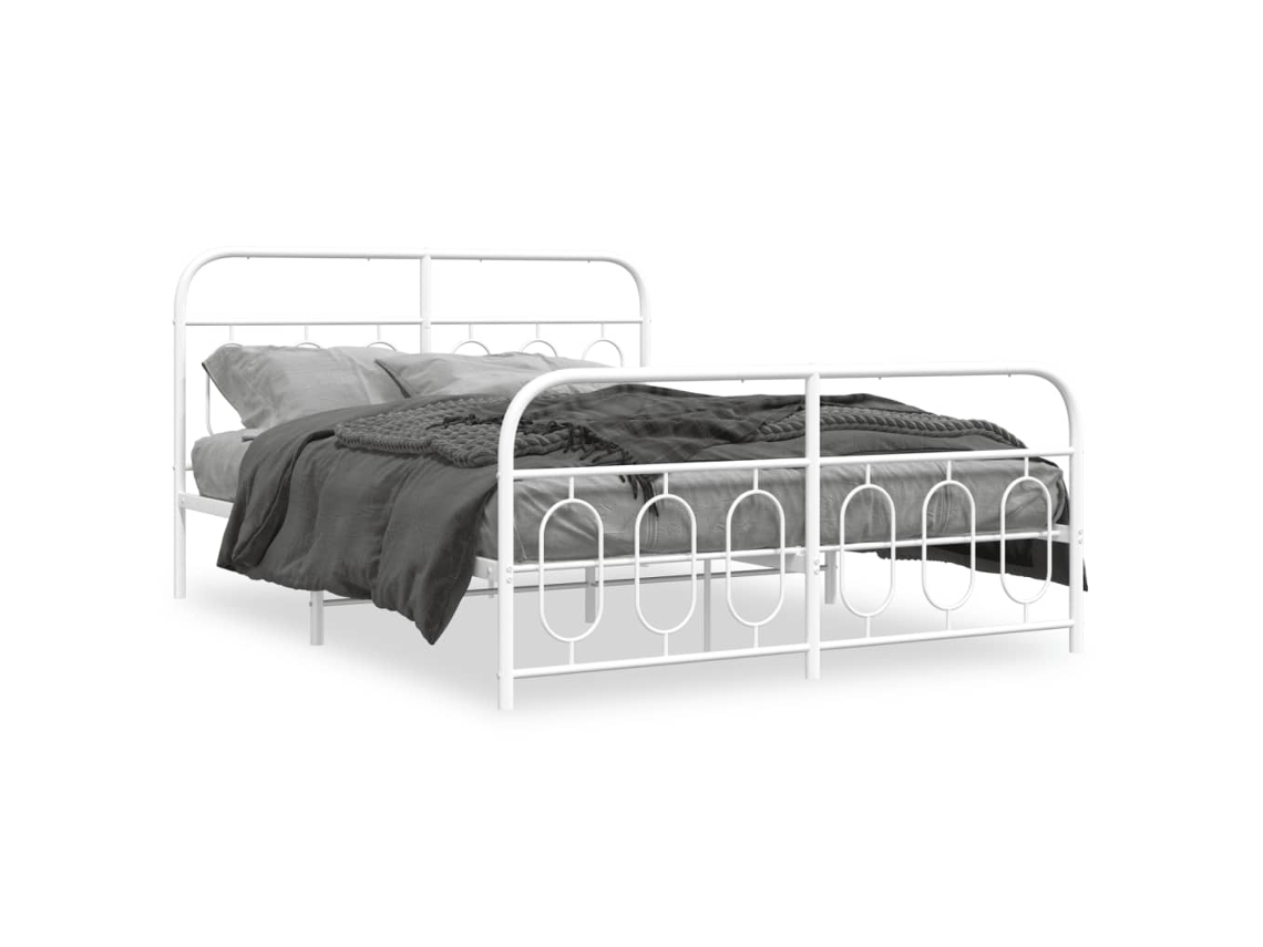 Estrutura de Cama com Cabeceira e Pés Metal Branco MAISON EXCLUSIVE 140x200 cm