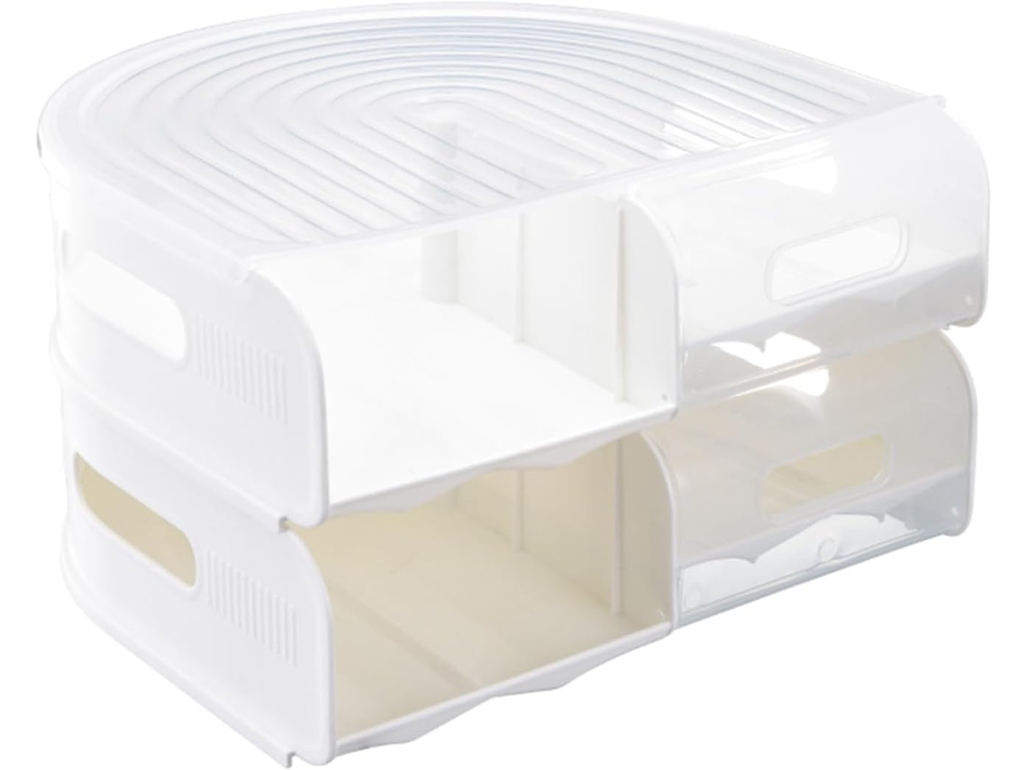 Caixa Para Ovos Em Formato De U Com 2 Camadas - Design Enrolável - Transparente - Para Geladeira - Utensílio