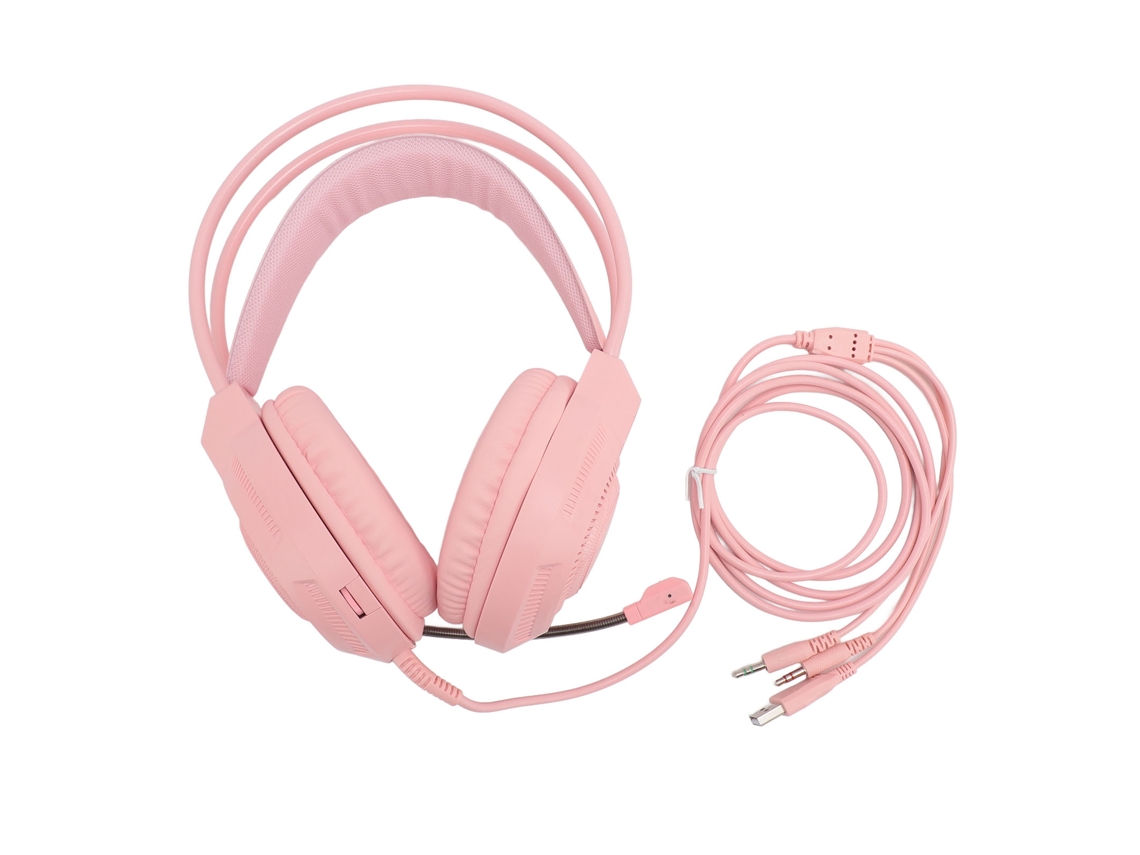 Fone de Ouvido Gamer LAXISCREED Rosa Fio com Microfone
