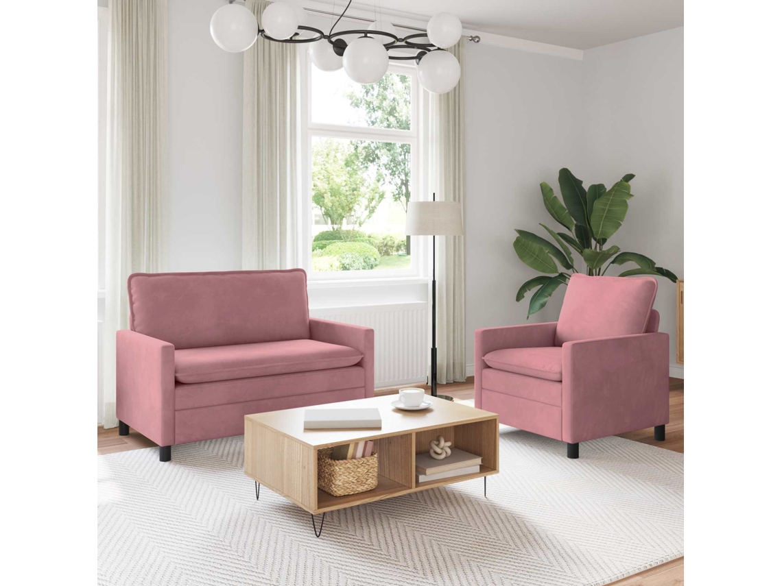 Vidaxl Conjunto De Sofás 2 Unid. Rosa Veludo