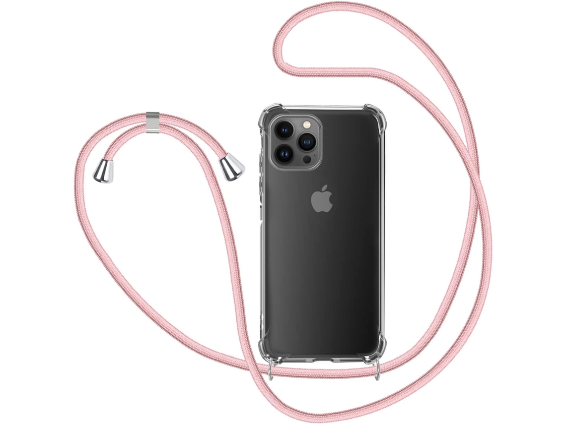 Correia Colar Párachoques Pescoço para iPhone 14 Pro HONGWE. Pele Sintética Transparente