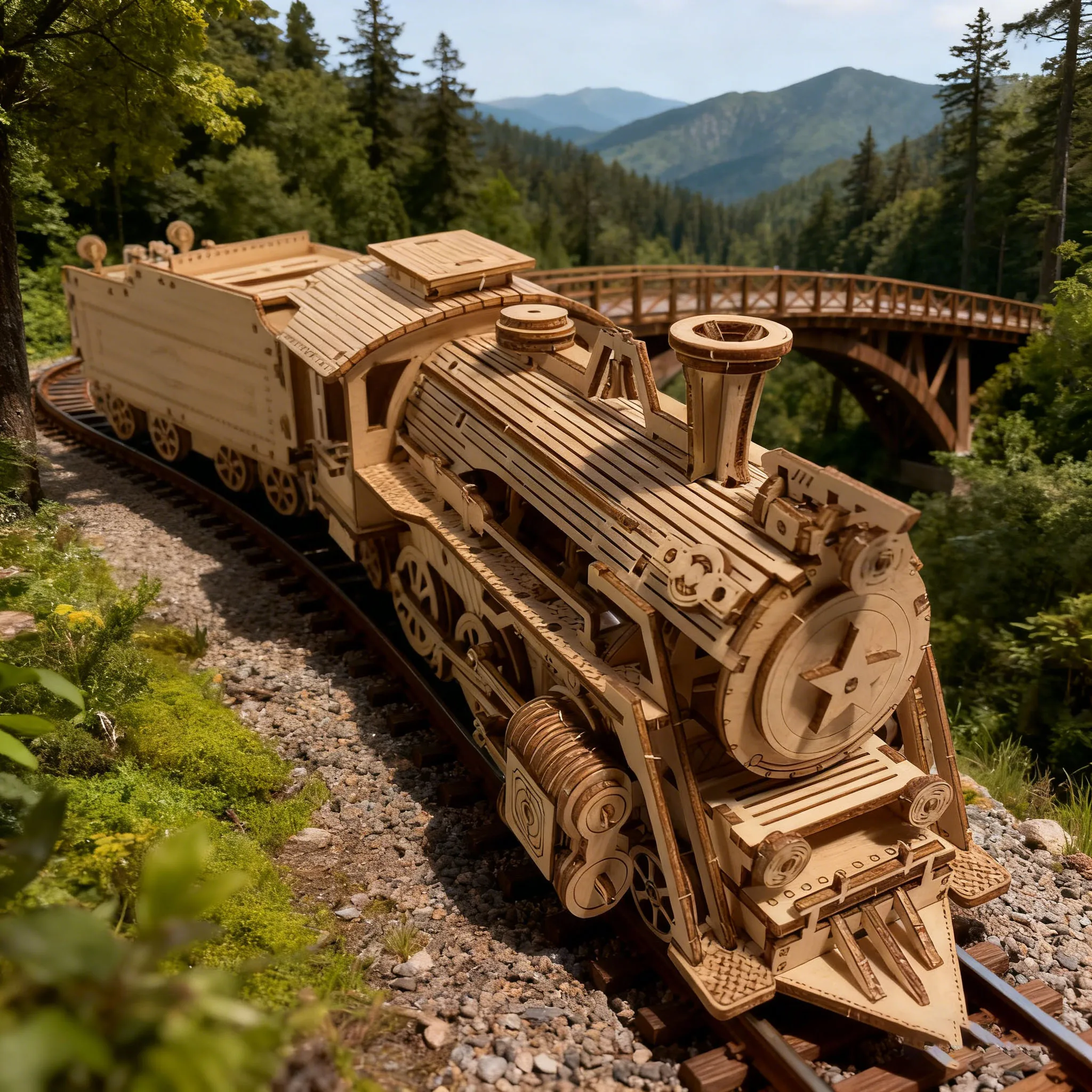 Quebra cabeça 3d de Trem de Madeira Monte Seu Próprio Caminhão de Madeira MDUG