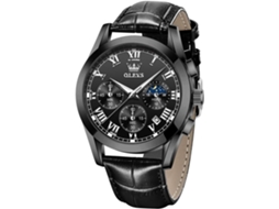Lurelia Relógio Cronógrafo Masculino, Movimento De Quartzo, Data/calendário, Luminoso, Couro, Resistente À Água 30m, Dourado E Preto