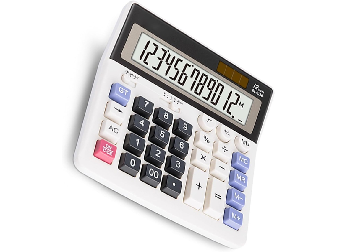 Calculadora Contábil de 12 Dígitos Antiderrapante, Alimentada por Energia Solar/bateria. SFUSHOS