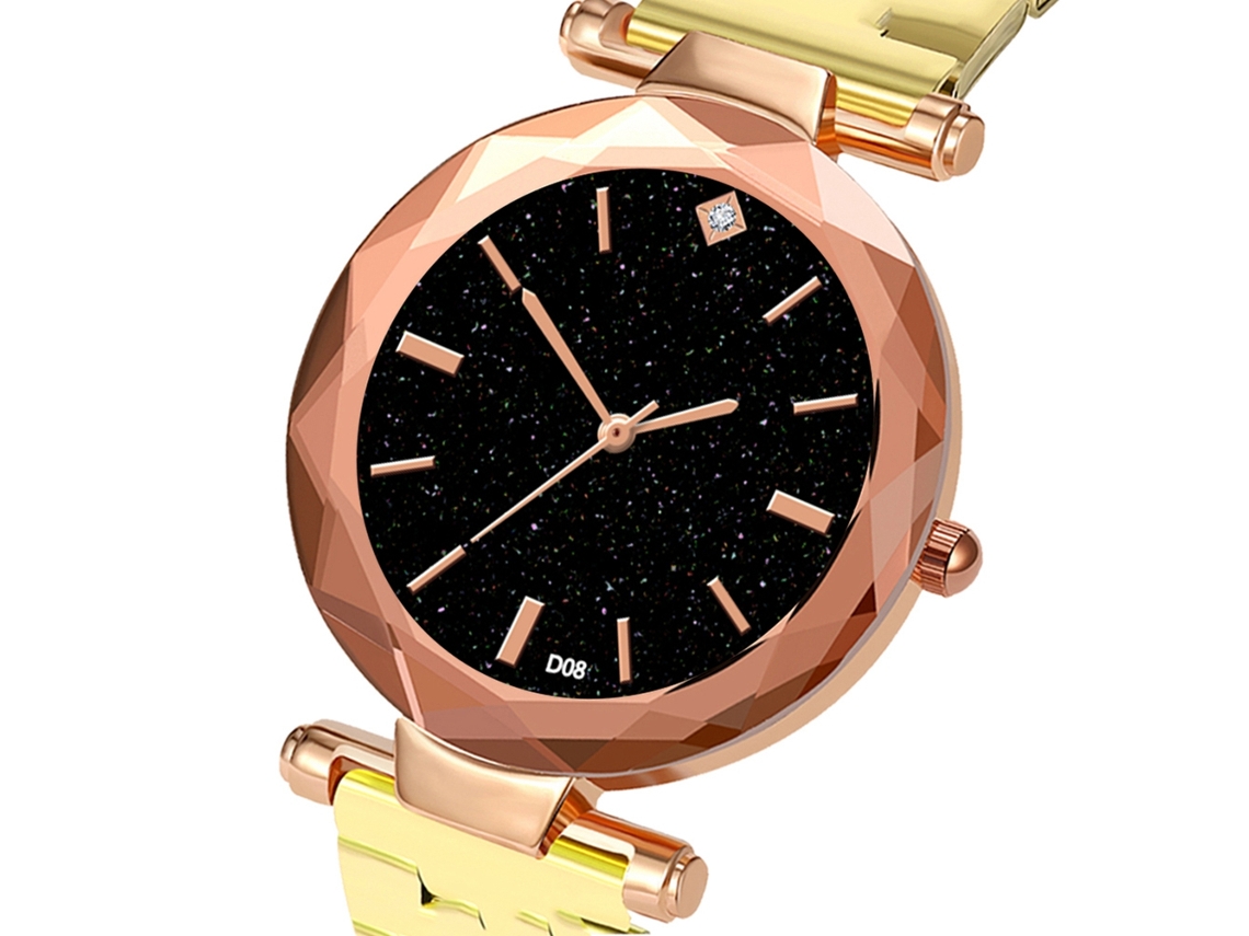 Relógio de Pulso Analógico com Pulseira de Aço Estilo Moderno e Movimento de Quartzo (dourado)