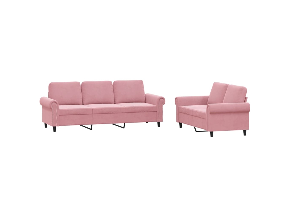 2 Pcs Conjunto de Sofás com Almofadões Veludo Rosa MAISON EXCLUSIVE