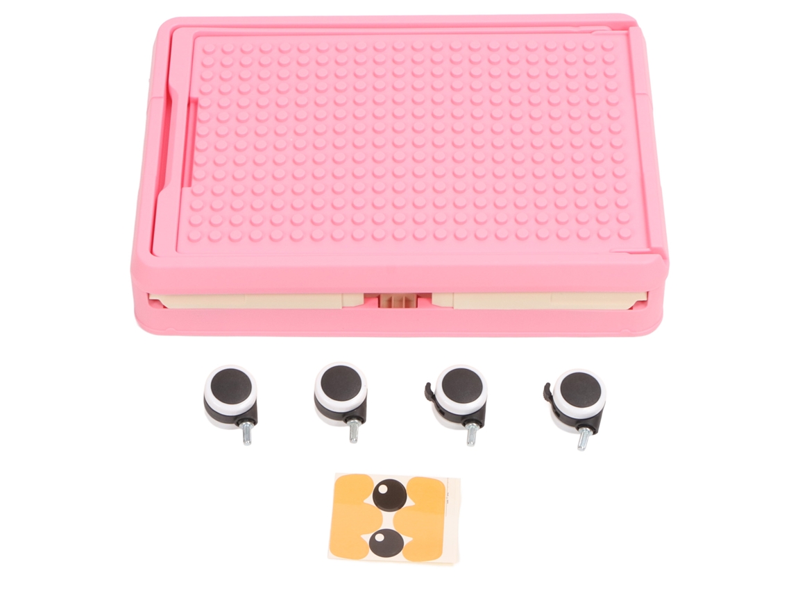 Caixa de Armazenamento Pink com Tampa, Rodas e Plegável para Brinquedos
