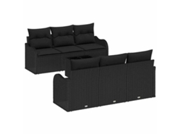Maison Exclusive - Conjunto De Sofá De Jardim Com Almofada 7 Pcs Preto