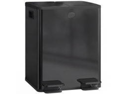 2 Duplas Lixeiras de 20 L. Abrir o Pedal. Fácil de Limpar. Aço Inoxidável. Plástico. Preto