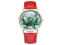 Relógio de pulso unissex Zhoulianfa, vermelho, moderno, com mecanismo de quartzo e pulseira de couro PU.