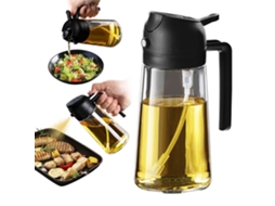 Frasco 2 Em 1 Com Spray E Dosador Para Óleo, 473 Ml, 16 Oz, Para Fritadeira A Ar, Para Aplicação Controlada De Temperos Na Cozinha