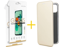 Capa e Película Apple iPhone XS SKYHE Flip Cover 1270 Dourado