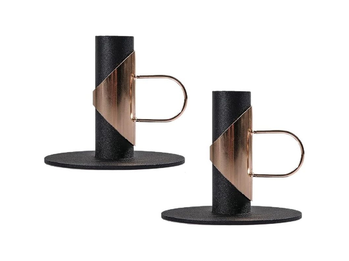 Soporte De Velas Metálico Para Velas Cónicas Decorativo Set De 2 Para Fiestas Bodas Navidad