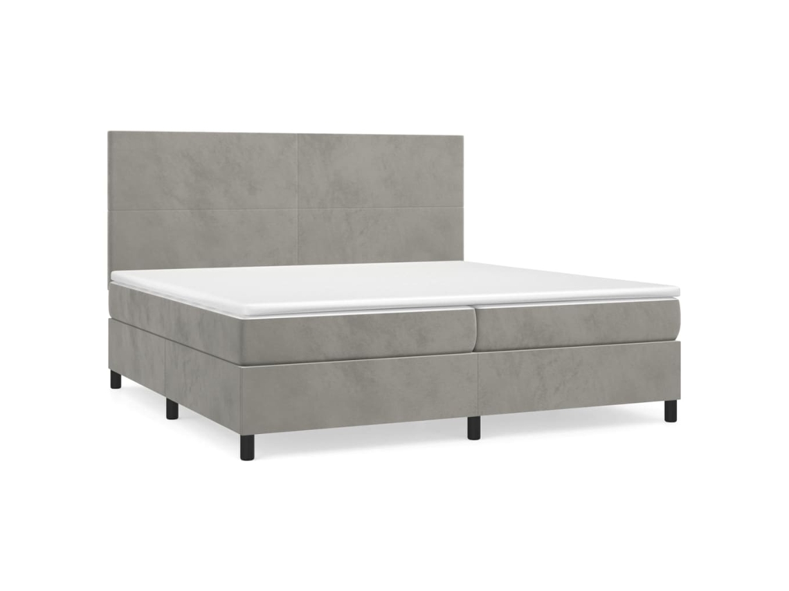 Cama com Molas e Colchão Veludo Cinzento Claro MAISON EXCLUSIVE (200x200 cm)