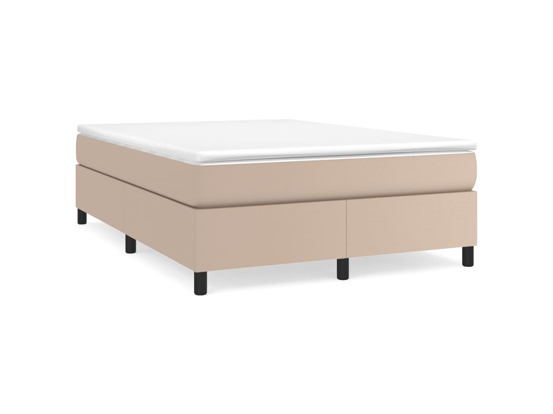 Cama com Molas Couro Artificial Cappuccino MAISON EXCLUSIVE 140x190 cm