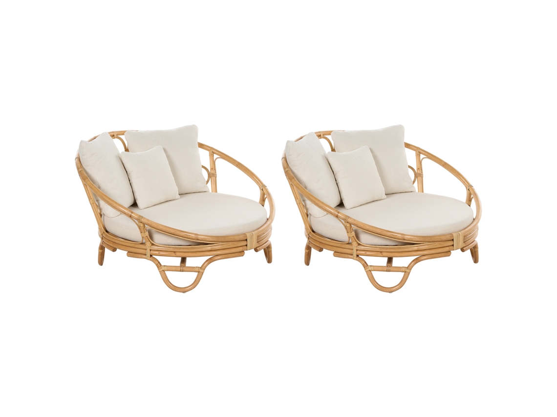 Conjunto de 2 camas de exterior estilo boho BELIANI Rossano de Rattan/vime Natural 112x110x71