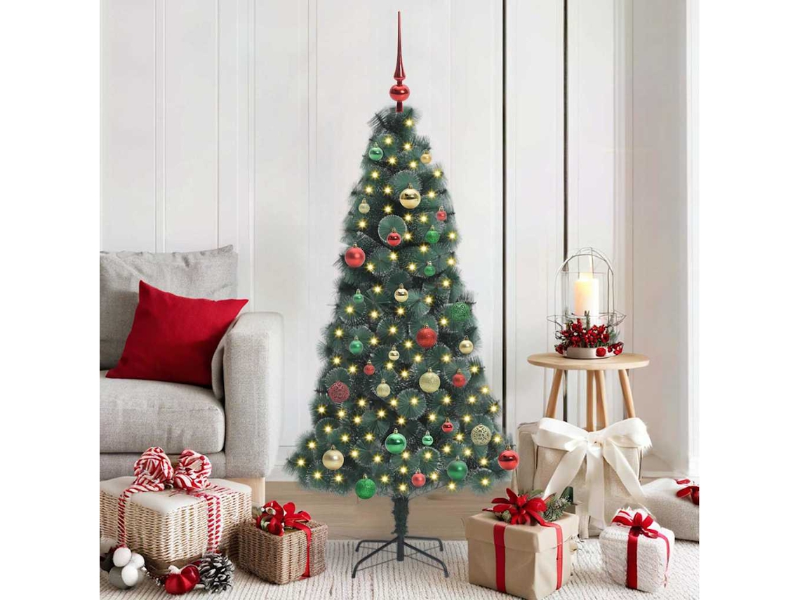 Vidaxl Árvore De Natal Artificial Pré-iluminada Com Conjunto De Bolas