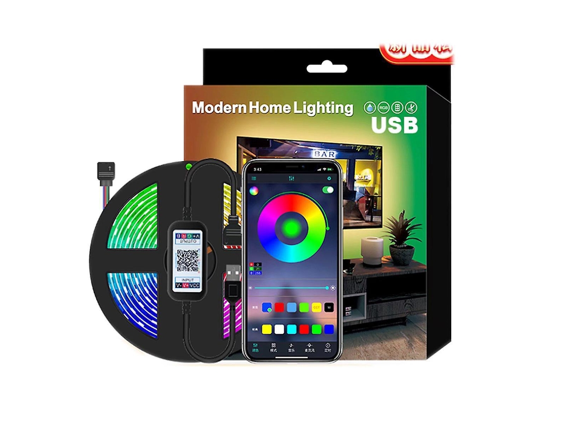 Fita Led Wifi Rgb 5 M Com App Para Tv, Quarto E Cozinha