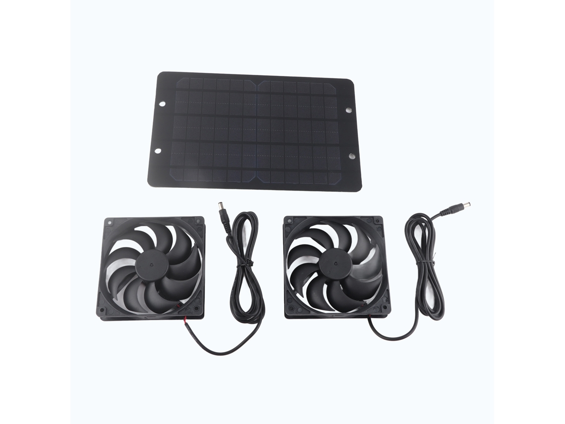 Kit Ventilador Painel Solar 10W Extratores Ar Duplos Estufas S/MARCA