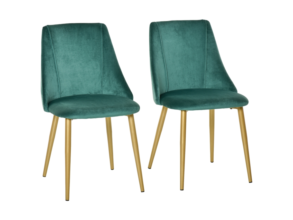 2 Cadeiras Ferro. Jantar Verdes 50x56,5x85cm, Estofadas, Pernas