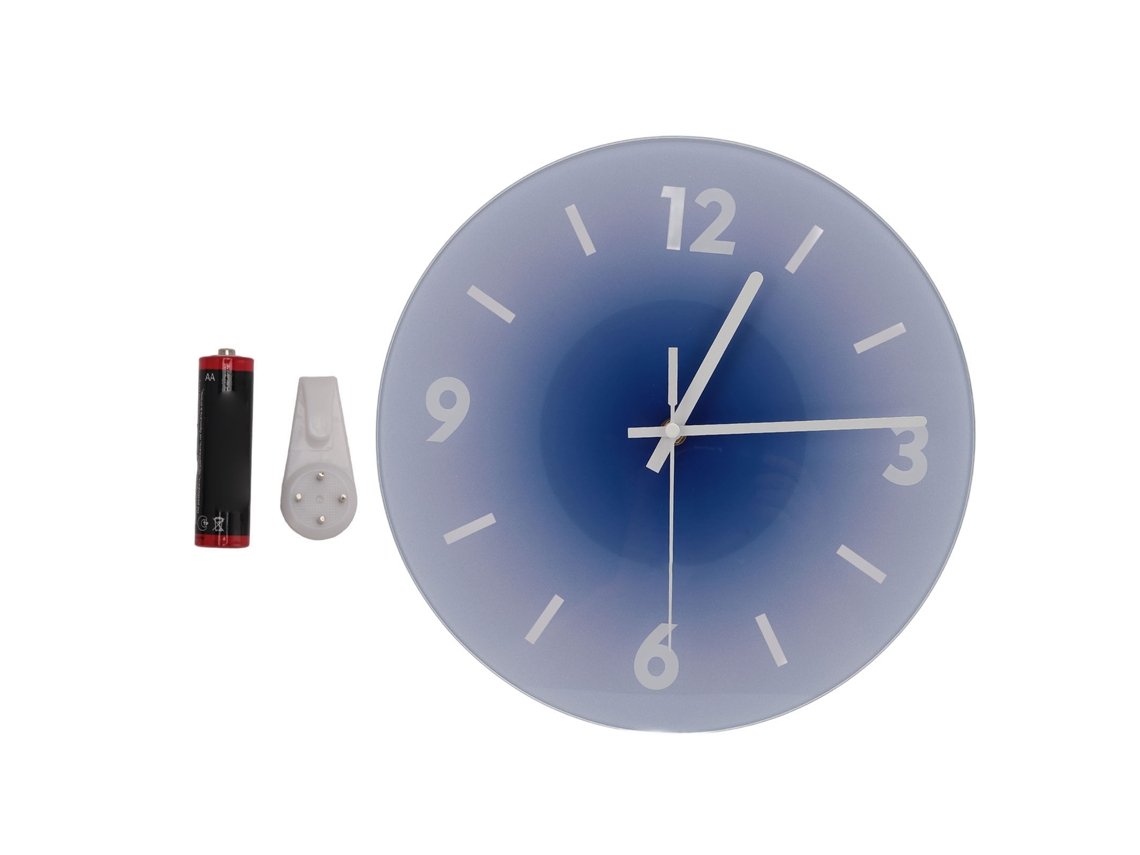 Relógio De Parede De Vidro Moderno 12 Polegadas Azul