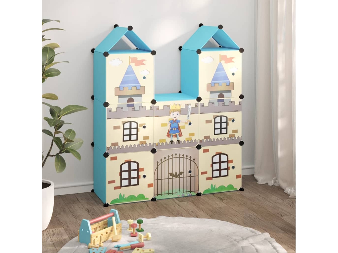 Vidaxl Armário De Arrumação Infantil Com 8 Cubos Pp Azul