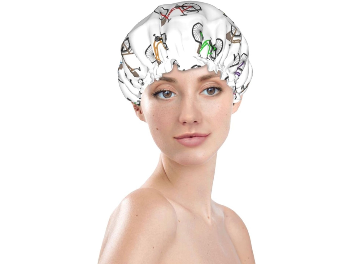 Touca De Banho Feminina, Reutilizável, Impermeável, Dupla Camada, Com Elástico, Ideal Para Cabelos Longos, Touca De