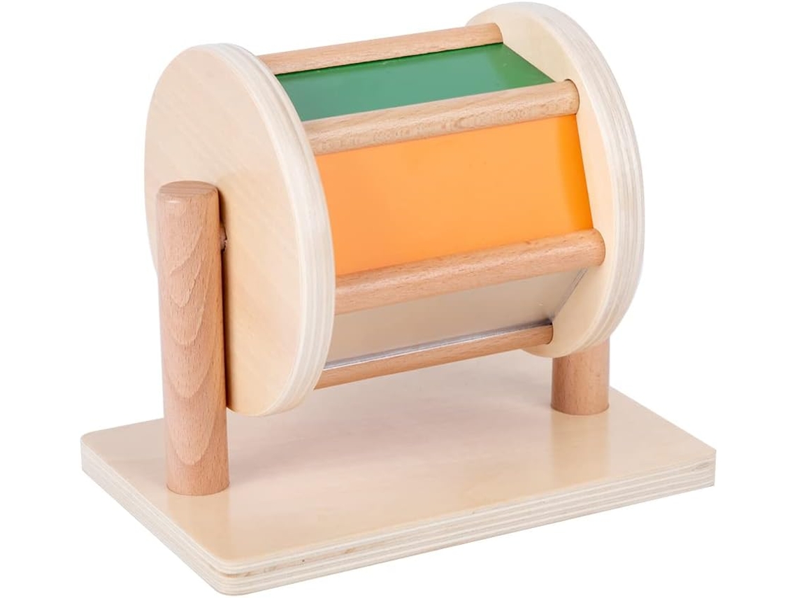 Conjunto de brinquedos Montessori para bebês, espelho Montessori, quebra-cabeça de botões, tambor giratório médio e jogo Slowmoose B