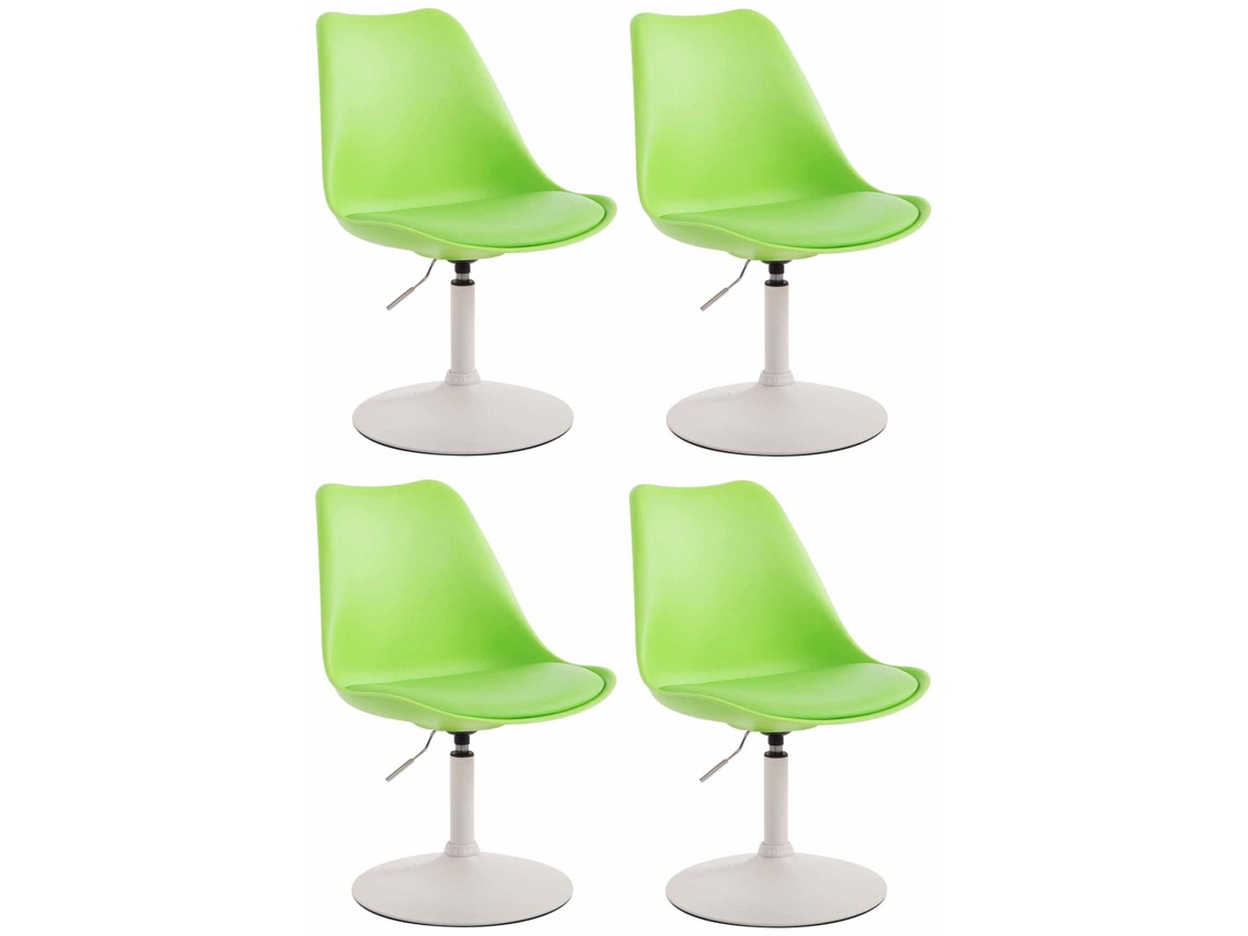 Conjunto de 4 cadeiras de jantar em plástico Maverick verde/branco CLP