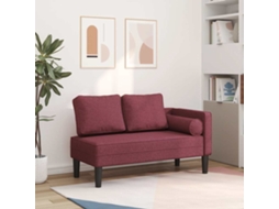 Vidaxl Chaise Longue Com Almofadões Tecido Vermelho Tinto