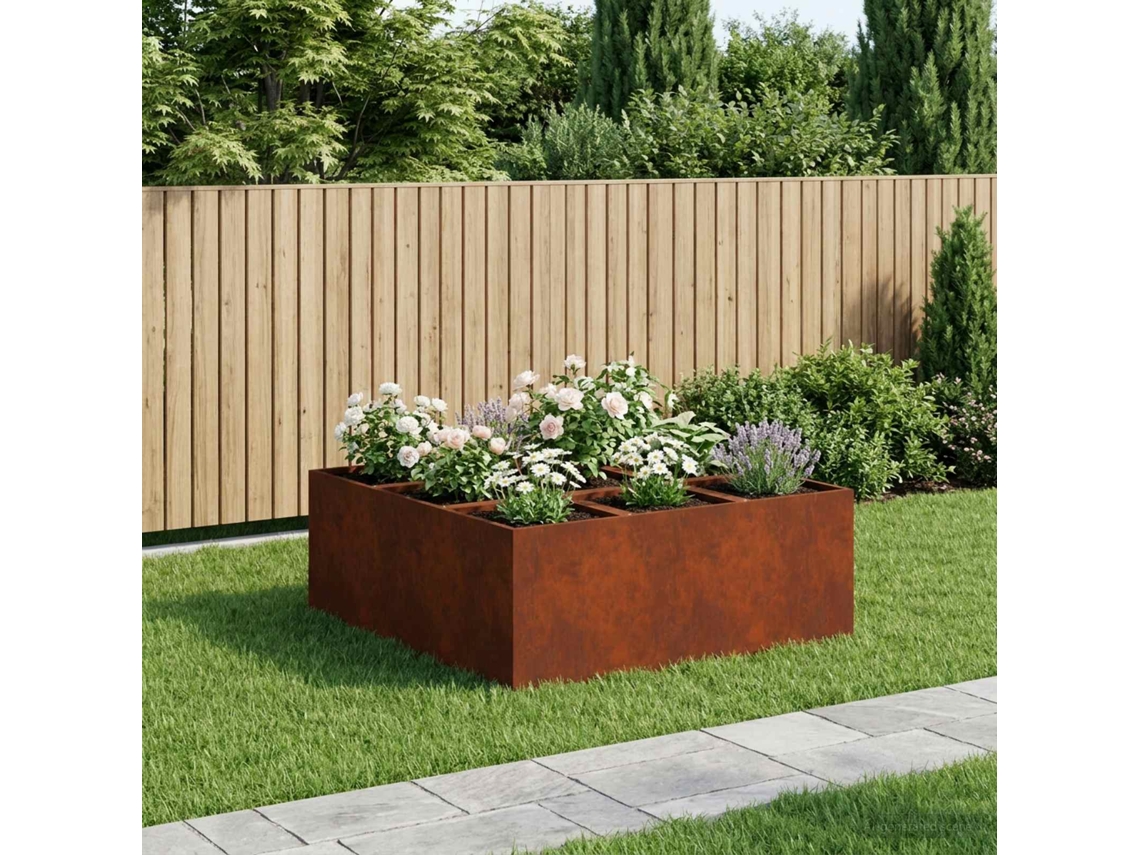 Vidaxl Vaso De Jardim Ferro Enferrujado 100 X 100 X 30 Cm Aço Corten