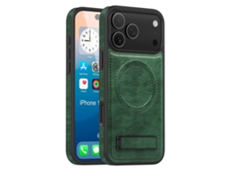 Capa Para Iphone 17 Pro Com Suporte Magsafe Em Couro - Verde