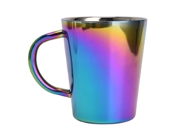 Caneca De Café Isolada Em Aço Inoxidável 300ml, Parede Dupla, Colorida, Com Alça
