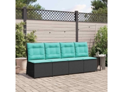Vidaxl Sofá De Jardim Com Almofada Preto E Turquesa Vime Pe