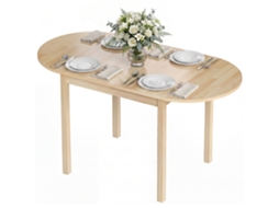 Mesa Jantar Oval 2 140x70x75 Cm Dobrável Madeira Maciça Com Abas Econômica Espaço