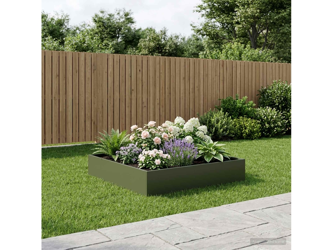 Vidaxl Vaso De Jardim Verde-azeitona 80 X 80 X 20 Cm