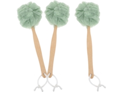 Conjunto De 3 Escovas Banho Com Cabos Madeira Verde Para Limpeza E Relaxamento Do Corpo