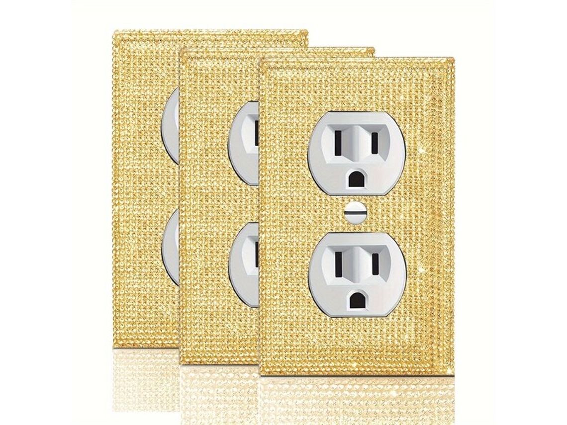 3/4 Peças Capa Para Interruptor De Parede Dourada Brilhante Com Zircôniasvayotoy