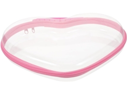 Nécessaire Feminina Rígida Em Formato De Coração, Ideal Para Viagens E Para Maquiagem, Com Zíper.