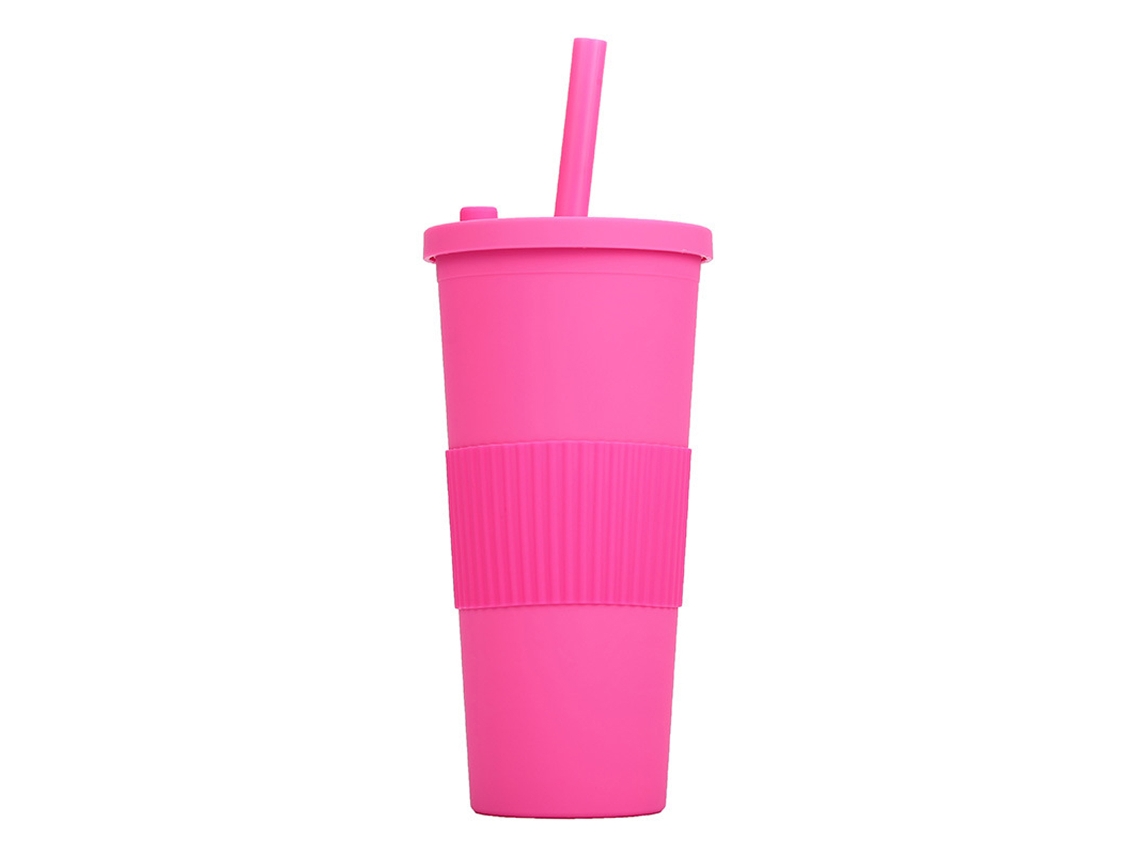 Copo de Plástico Plano Reutilizável de 24Oz com Tampa e Palhinha NEVEANCE